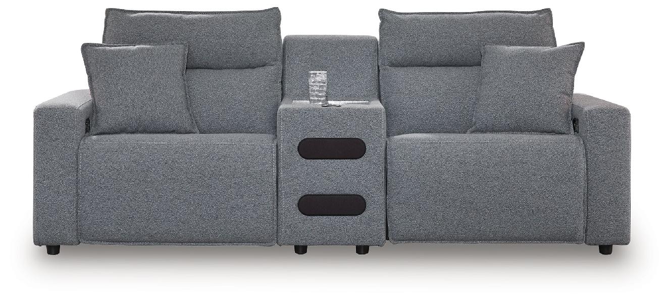 Image of Modmax II - 3-Piece Power Reclining Sectional With Audio Console - Salt And Pepper
