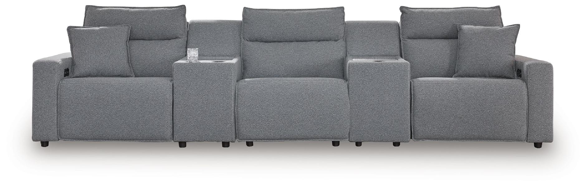 Image of Modmax II - 5-Piece Power Reclining Sectional With 2 Consoles - Salt And Pepper