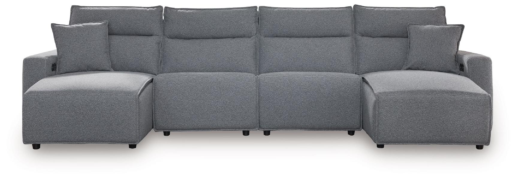 Image of Modmax II - 4-Piece Power Reclining Sectional With Double Chaise - Salt And Pepper