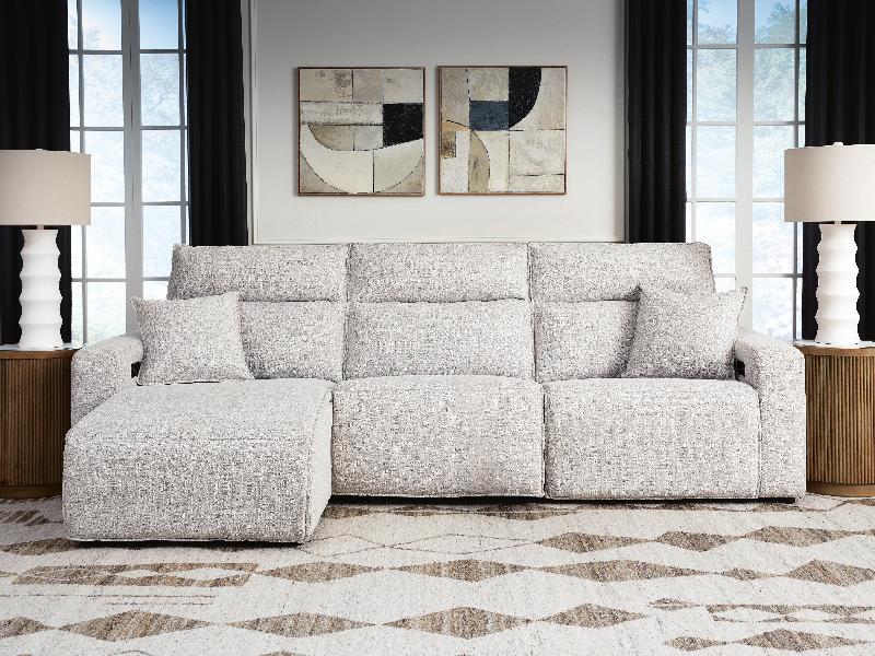 Image of Modmax II - 3-Piece Power Reclining Sofa With LAF Press Back Power Chaise - Stone