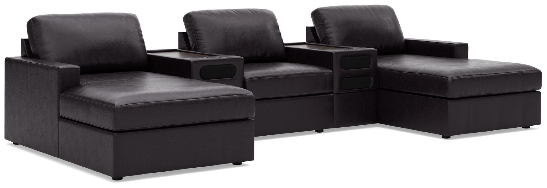 Image of Modmax II - 5-Piece Double Chaise Sectional With 2 Audio Consoles - Black