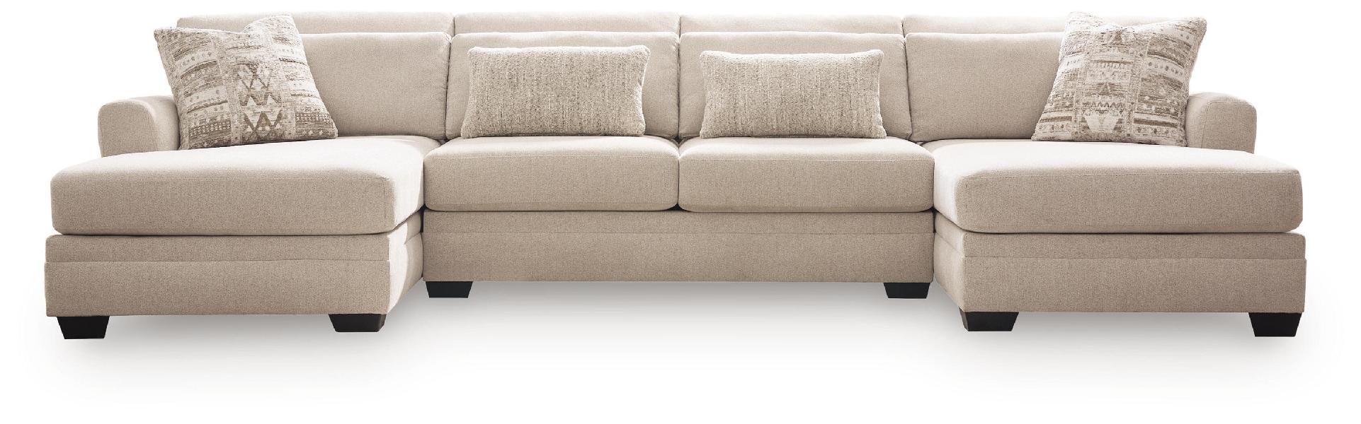 Image of Mandi Point - 3-Piece Double Chaise Sectional With Armless Loveseat - Marble